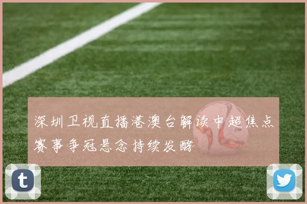 深圳卫视直播港澳台解读中超焦点赛事争冠悬念持续发酵